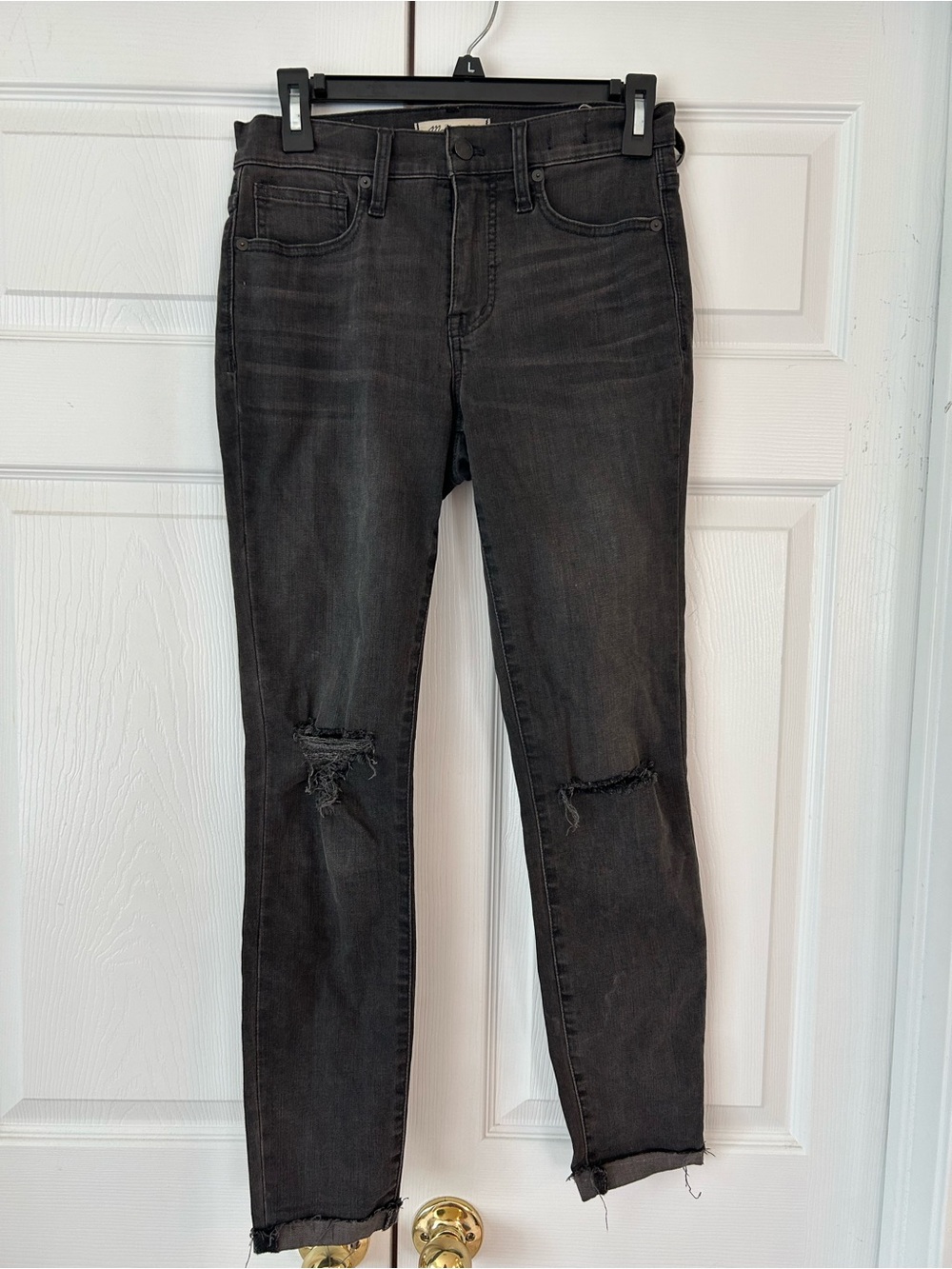 Madewell Women’s Black High Rise Distressed Cotton Skinny Denim Jeans Size 26